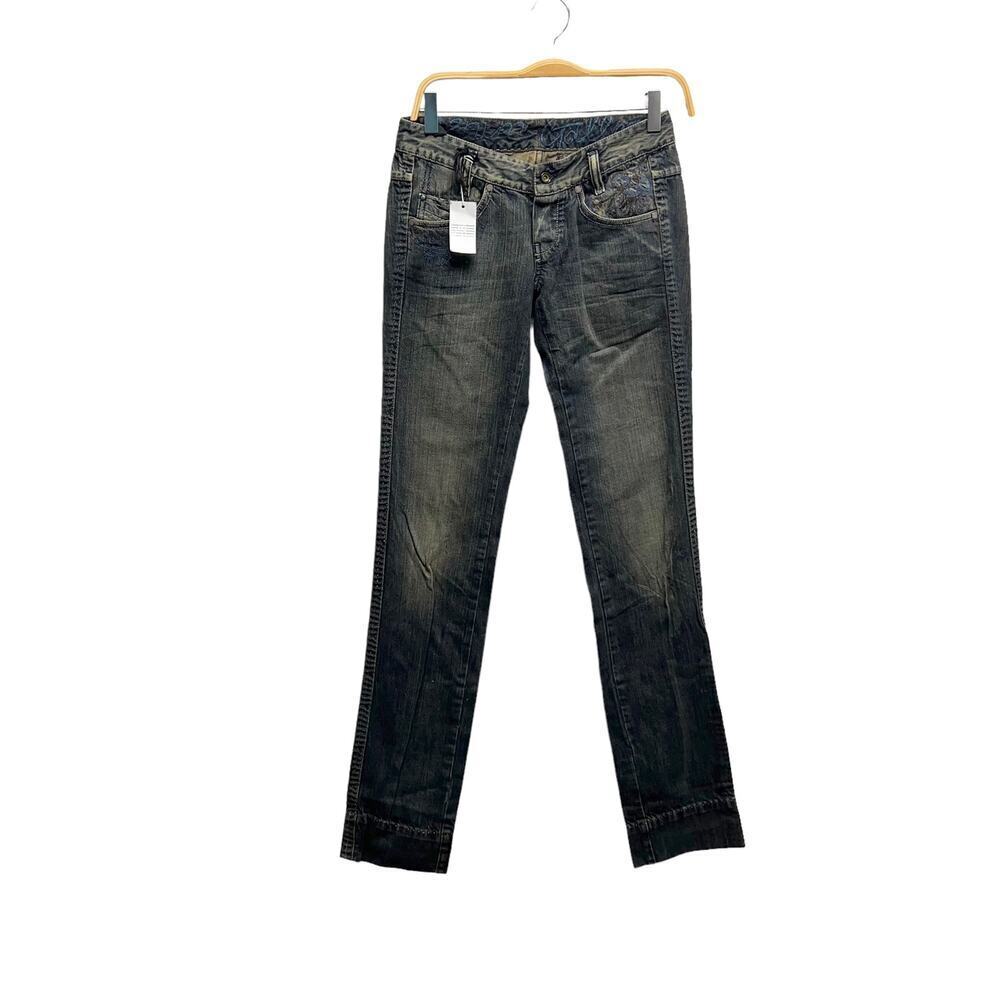 NWT Diesel‎ Denim Embroidered Details Dark Wash Jeans